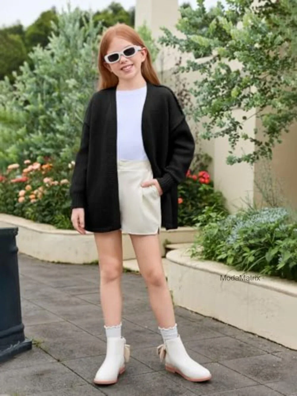 Girls Oversized Chunky Knit Open Front Long Sleeve Cardigan